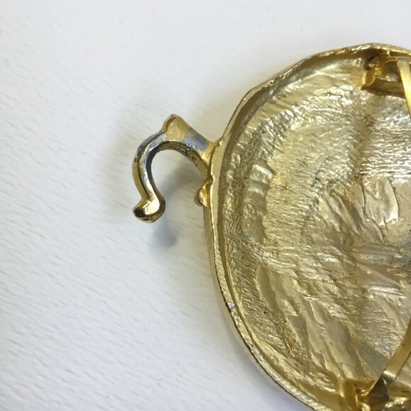 Vintage Alexis Kirk Gold Tone Etruscan Solider Runway Two Piece Belt Buckle - Picture 11 of 12